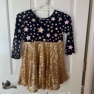 Girls Boutique Black and Gold Sequin Bottom Dress